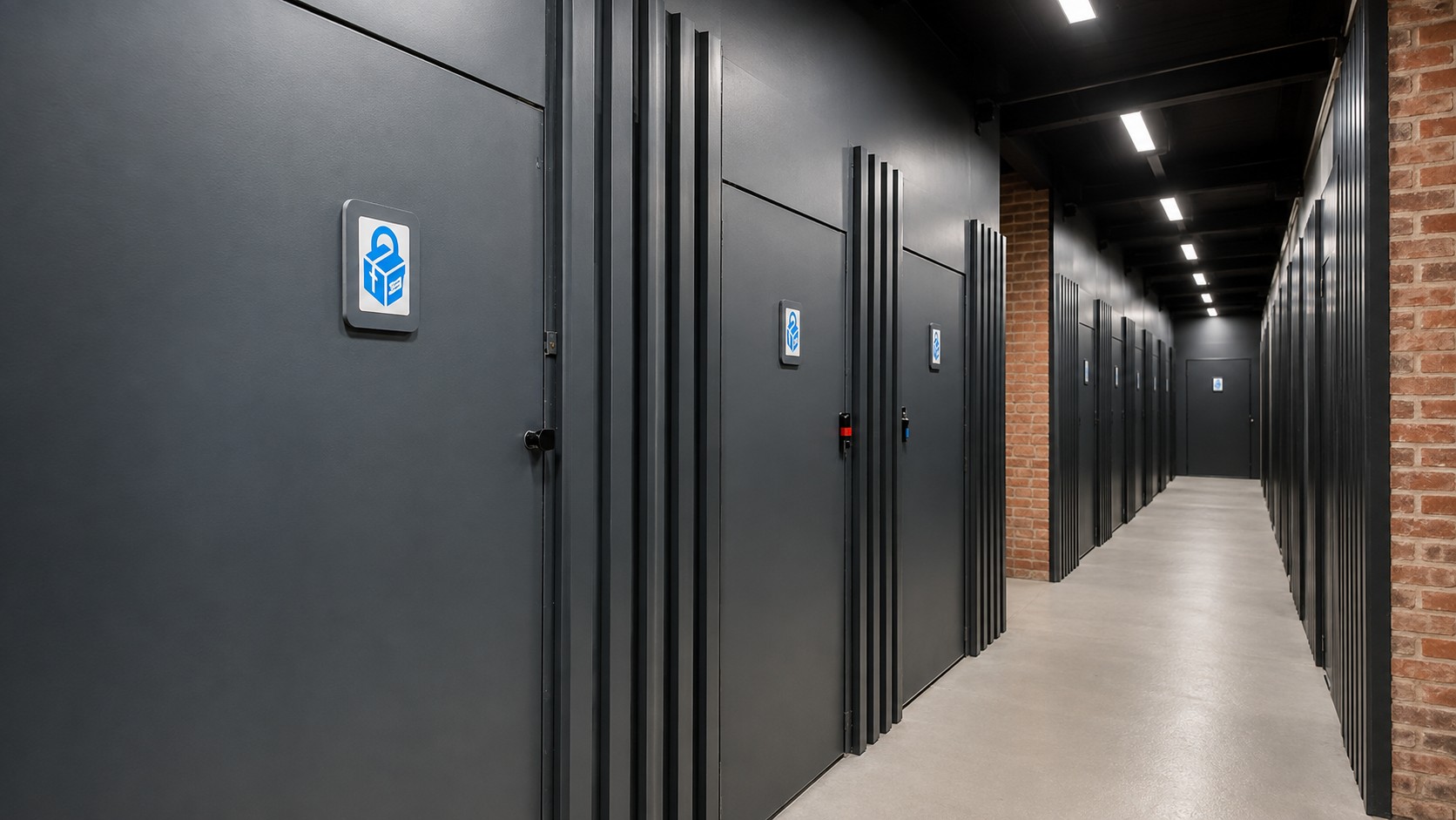 Indoor storage corridor at Brennan Storage